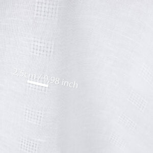 Ľanovo-bavlnená tkanina žiarivo biela s dvoma radmi kociek