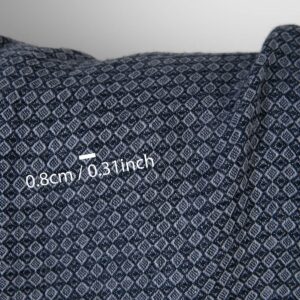 Ľanová látka tmavomodré a sivé kosoštvorce praná