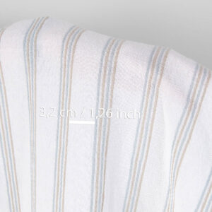 Široká praná ľanovo-bavlnená tkanina opticky biela s prúžkami