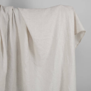 Praná ľanovo-vlnená tkanina béžová so vzorom rybej kosti