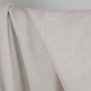 Praná ľanovo-vlnená tkanina béžová so vzorom rybej kosti