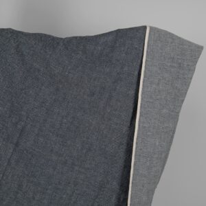 Praná ľanovo-vlnená tkanina čierno-biela so vzorom rybej kosti