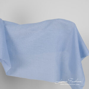 Ľanovo-bavlnená tkanina svetlomodrá vafľová