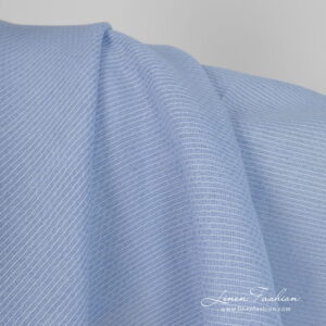 Ľanovo-bavlnená tkanina svetlomodrá vafľová