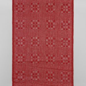 Úzka ľanová tkanina červené a prírodné keprové káro