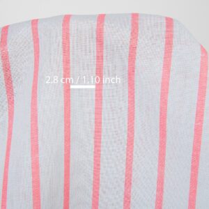 Ľanovo-bavlnená látka svetlosivá s jasne červenými pruhmi