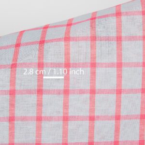 Ľanovo-bavlnená tkanina svetlosivá s jasne červenými kárami