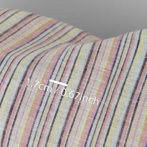 Ľanovo-konopná tkanina viacfarebná s tmavomodrými pruhmi