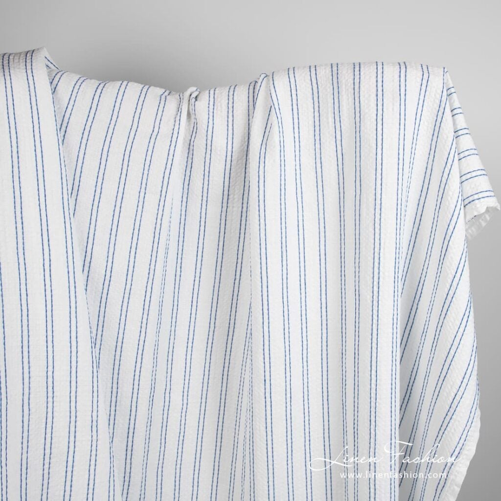 Cotton hemp fabric in blue stripes