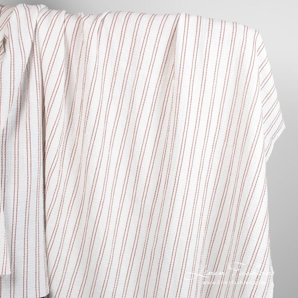 Cotton hemp fabric in brown stripes