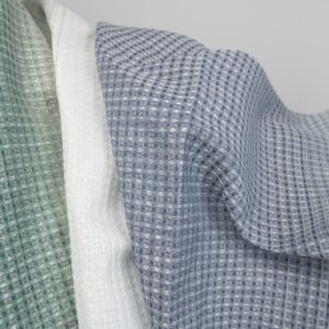 Bavlnená konopná vafľová modrozelená látka