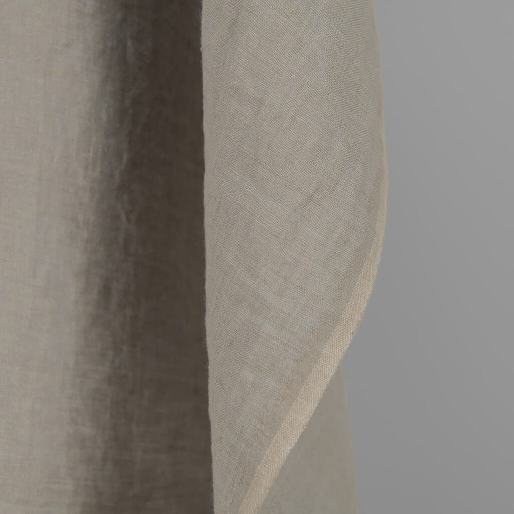 Washed linen fabric cool grey beige colour edge