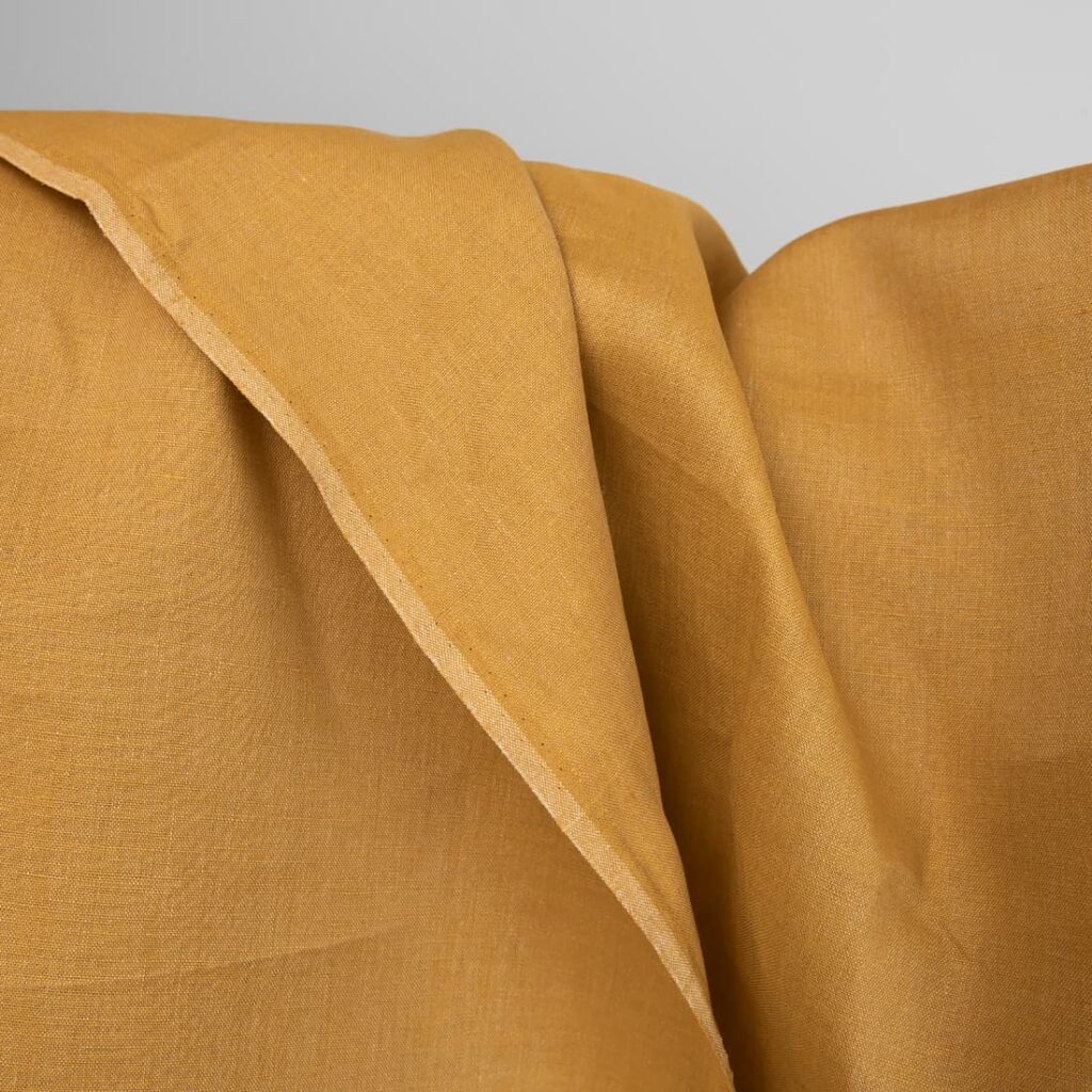 mustard linen fabric, not washed