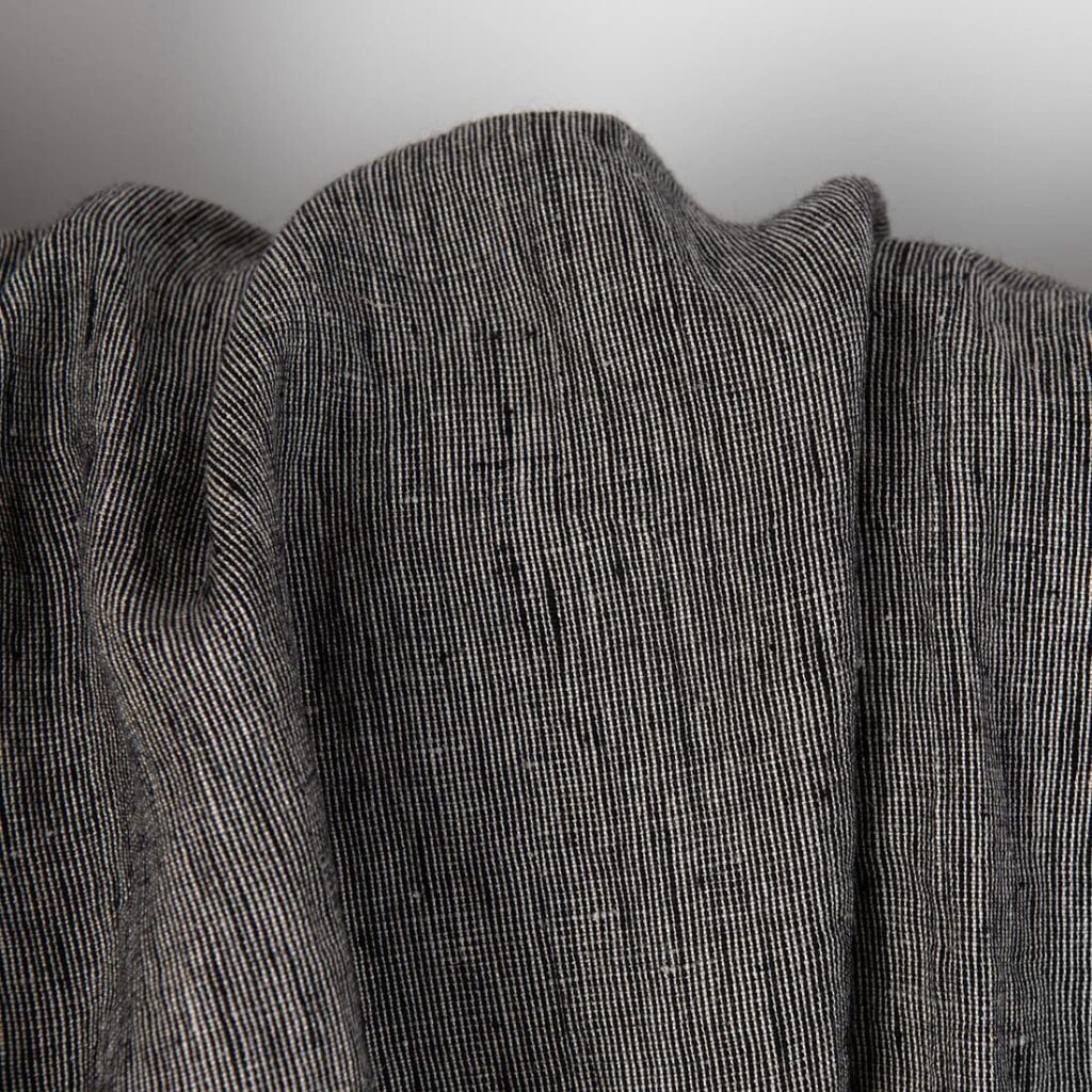 Linen fabric in natural and black, texture