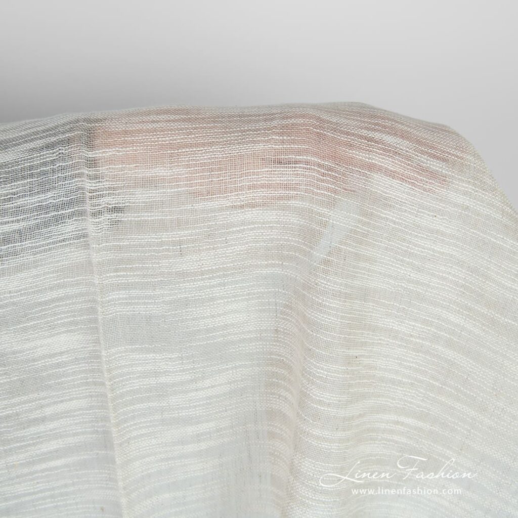 Linen cotton greyish fabric woven with fancy yarns