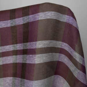 Ľanová látka vo fialových a hnedých pruhoch