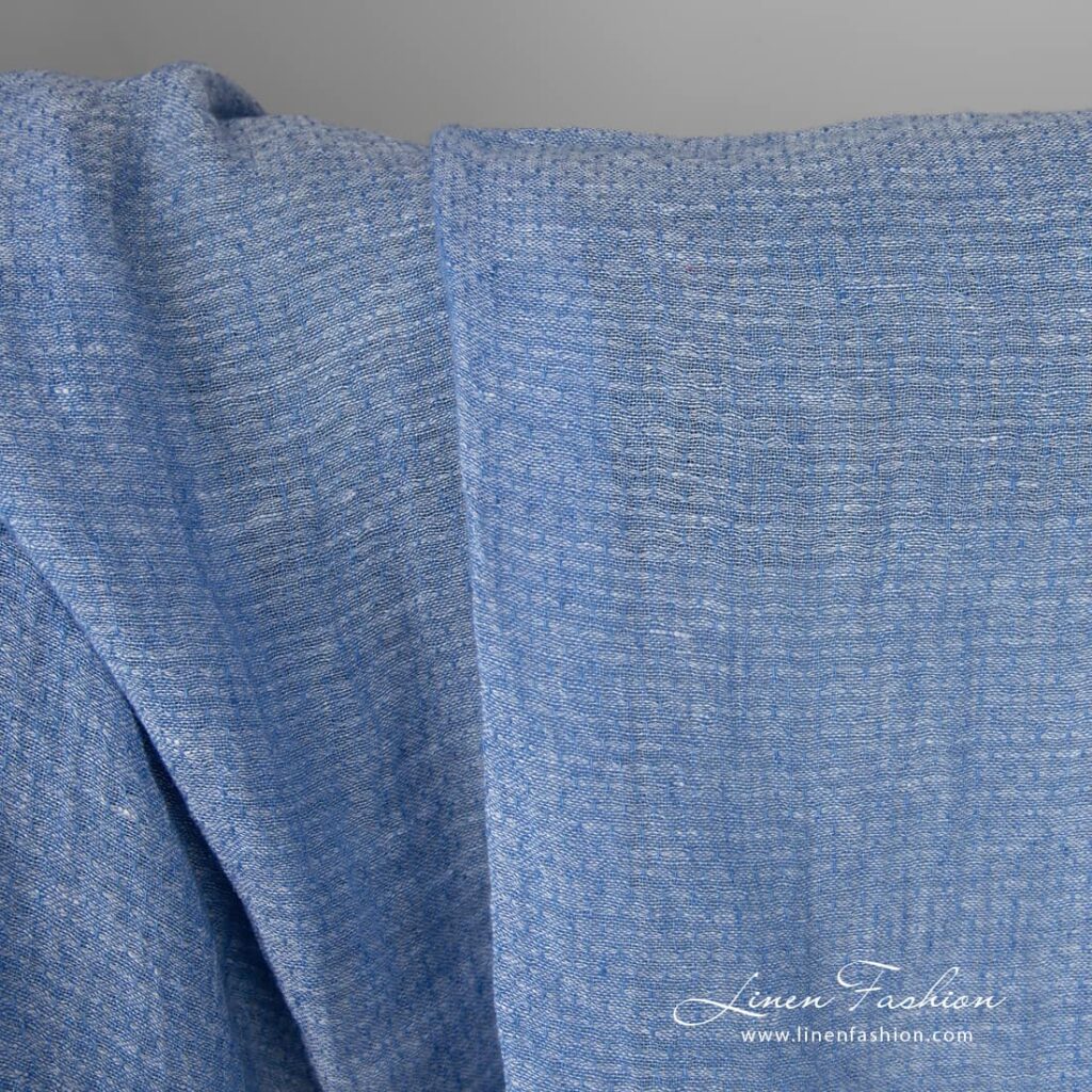 Lightweight washed linen fabric light blue colour product photo