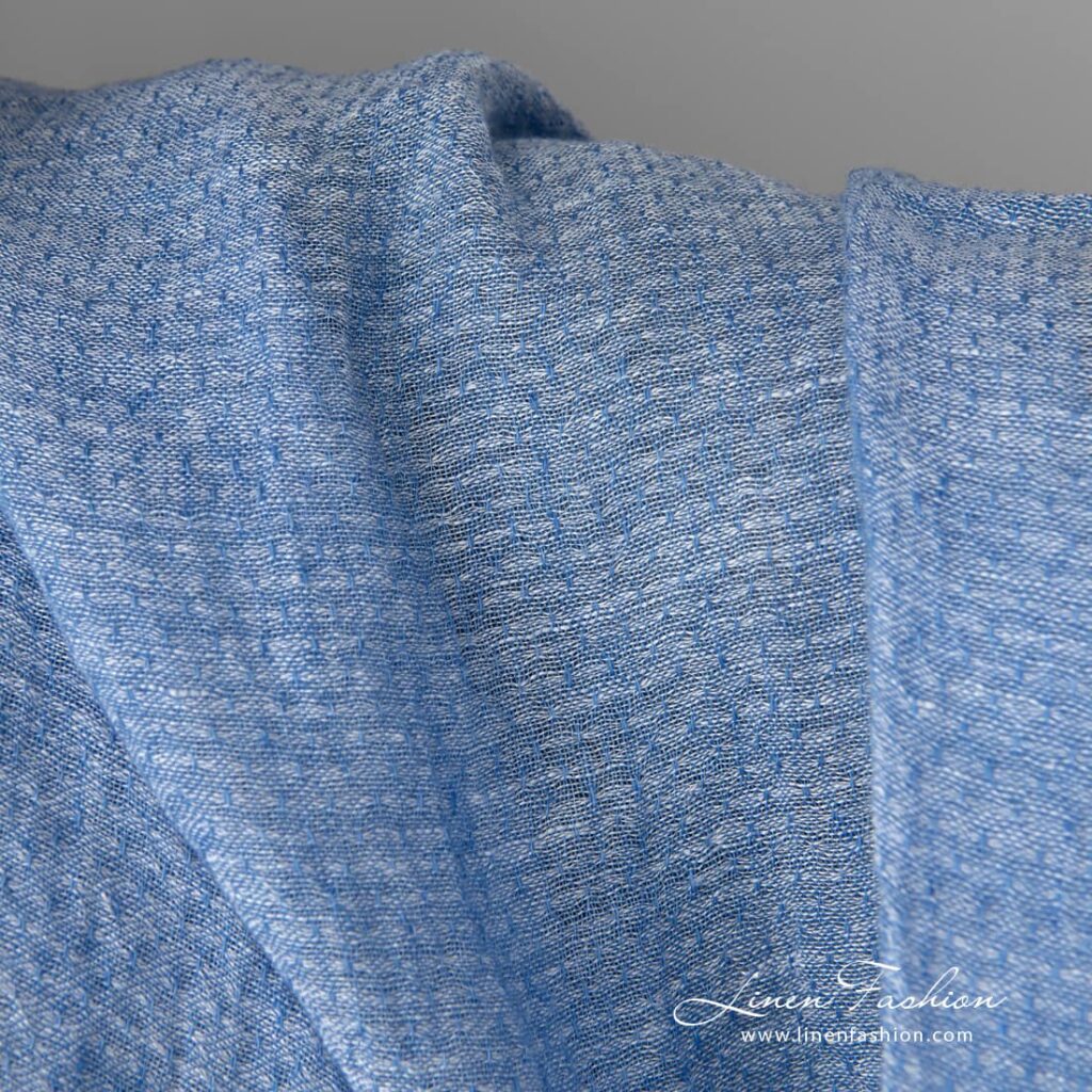Lightweight washed linen fabric light blue colour texture