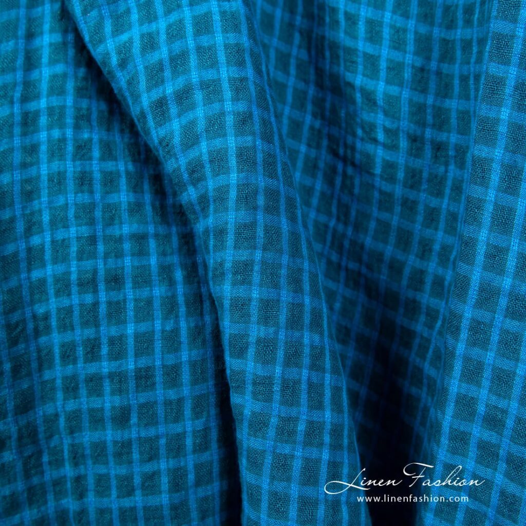 Linen fabric in transparent checks