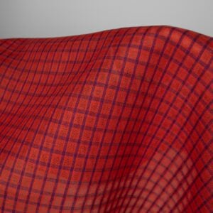 Ľanová tkanina červené a fialové priehľadné kocky