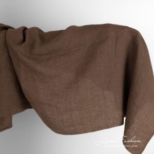 Ľanová látka v hnedo-zelenom a fialovom melanži, praná