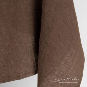 Ľanová látka v hnedo-zelenom a fialovom melanži, praná