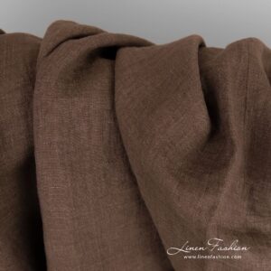 Ľanová látka v hnedo-zelenom a fialovom melanži, praná