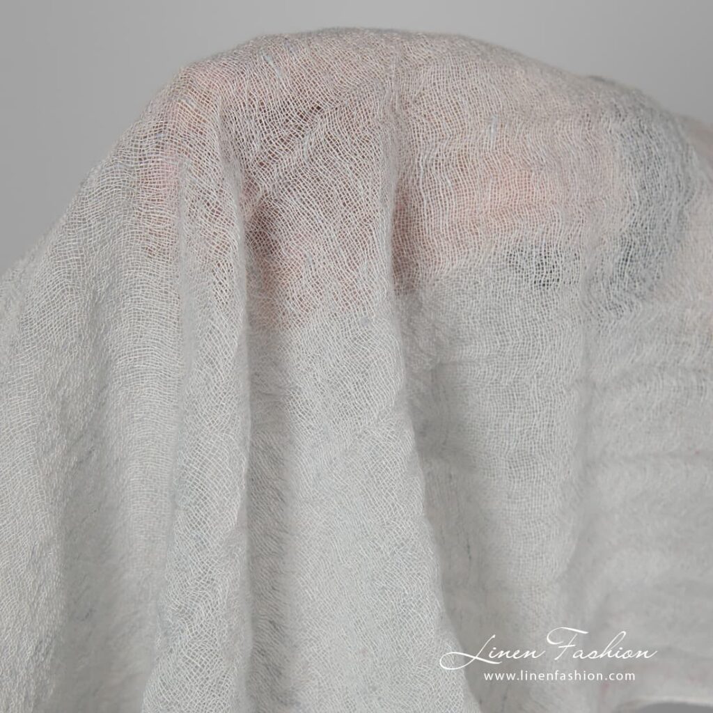 Pale green linen wool fabric.
