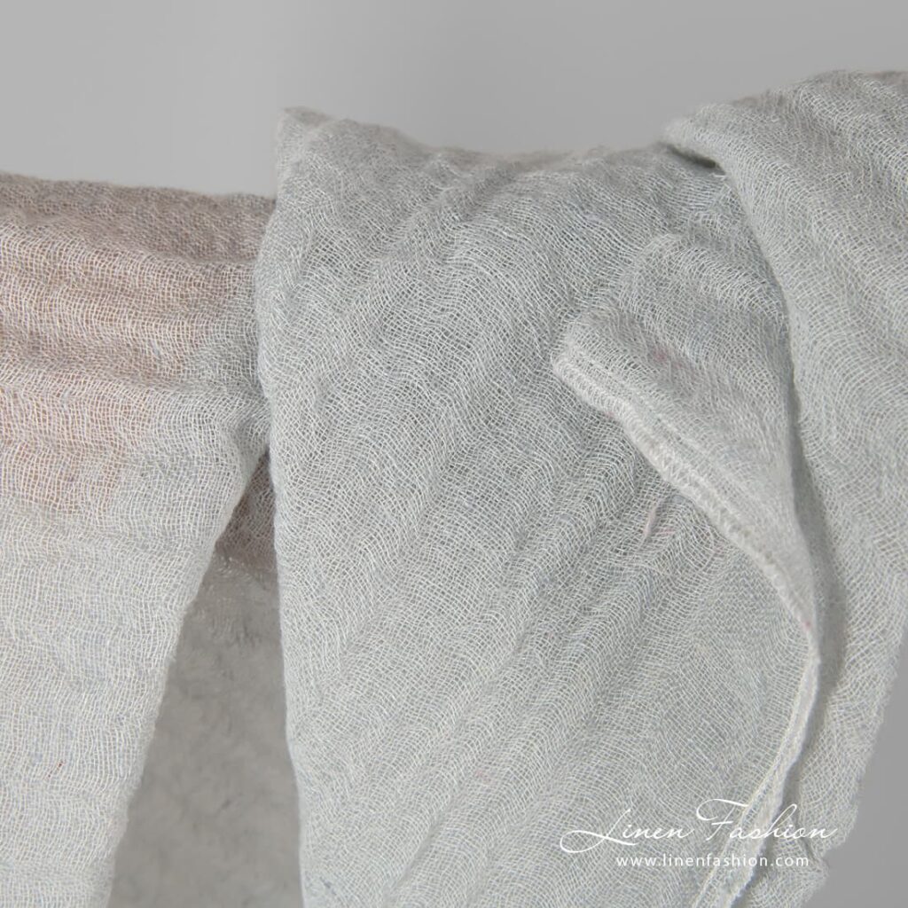 Wool linen pale green washed fabric.