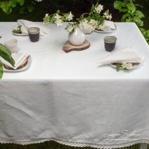 100% linen white tablecloth, nora.
