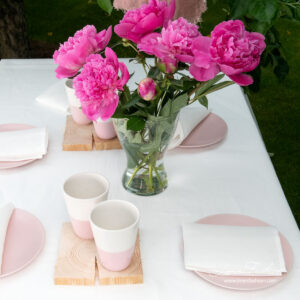 Linen cotton tablecloth with hemstitch, white