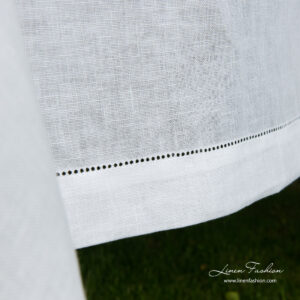 White linen tablecloth border with hemstitch