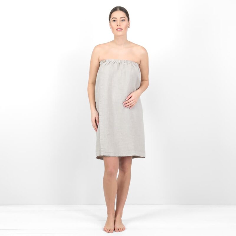 Grey towel with a button