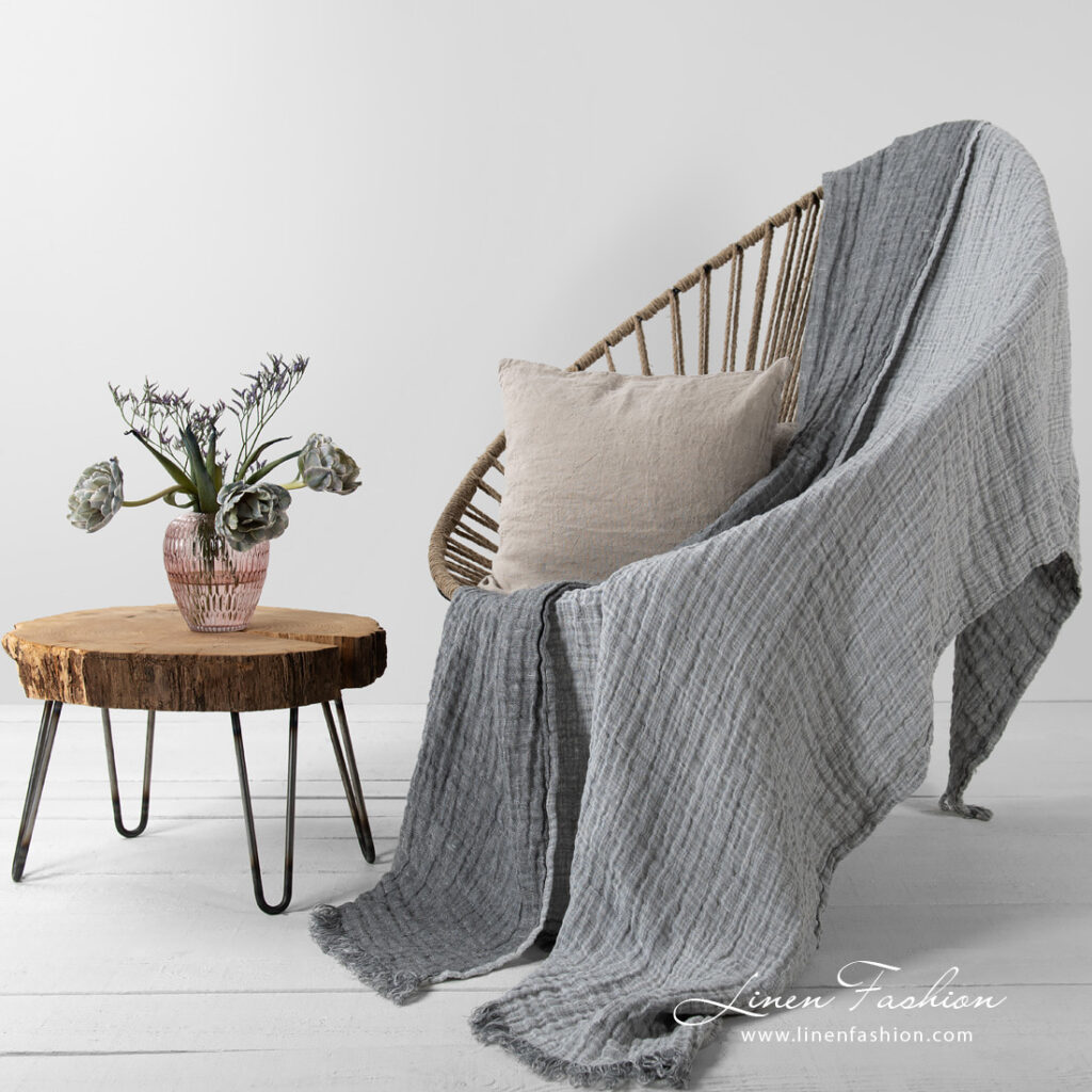 Linen grey doublesided blanket.