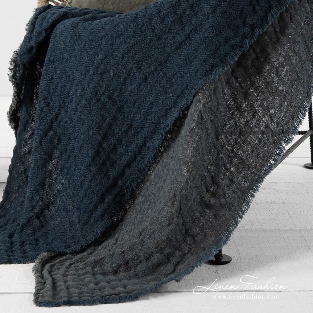 Blue blanket linen cotton in double sided shape.