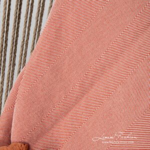 Linen cotton orange blanket, herringbone.