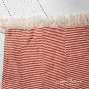 Linen cotton orange blanket 5cm. loose fringes on short sides.