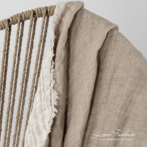 Linen double side beige blanket, one side-cream, other-sand.