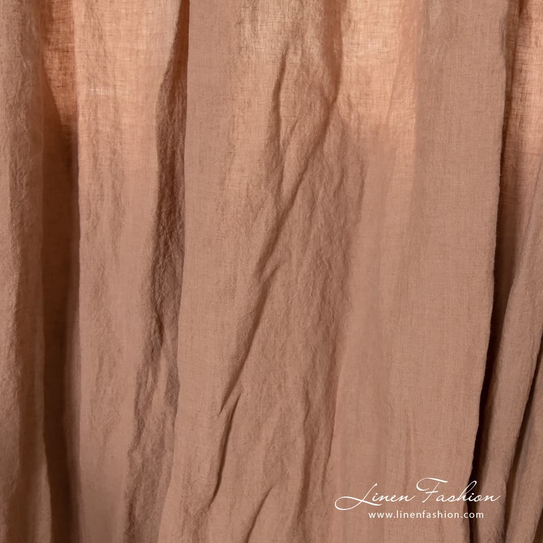 Brown 100% linen curtain.