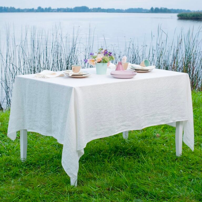 Off-white linen tablecloth