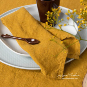 Linen washed mustard color napkins