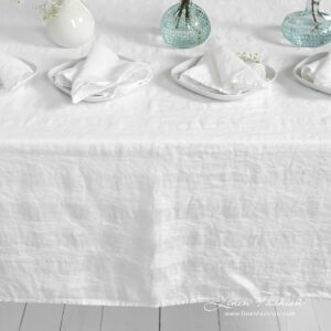 PORTO white linen tablecloth, specially washed