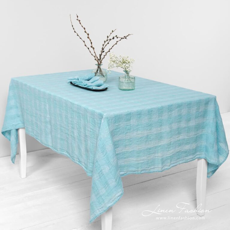 PORTO light blue linen tablecloth
