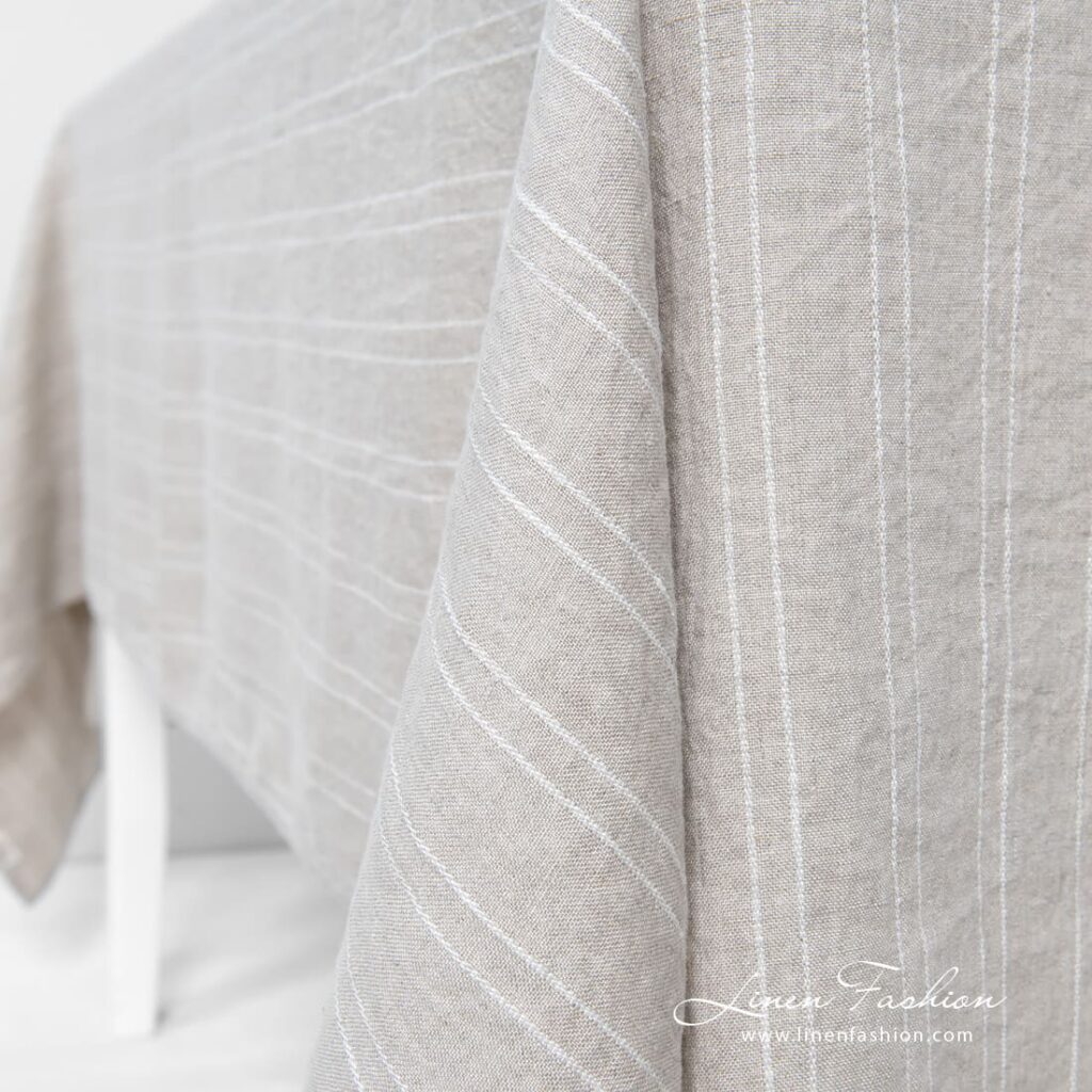 URBAN grey linen tablecloth with folded borders