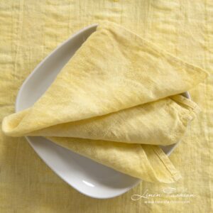 PORTO yellow linen napkin in openweave checks