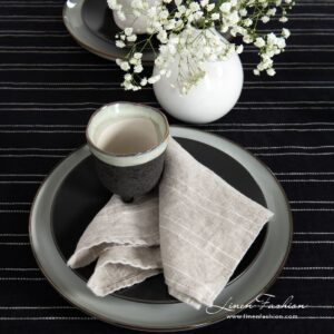 URBAN grey linen napkin with narrow stripes