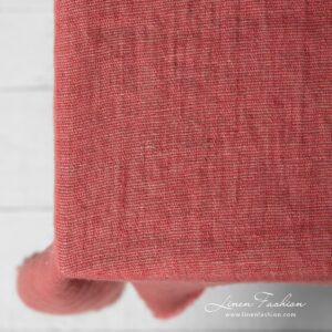 MANTIS greyish red linen tablecloth in fine delicate design