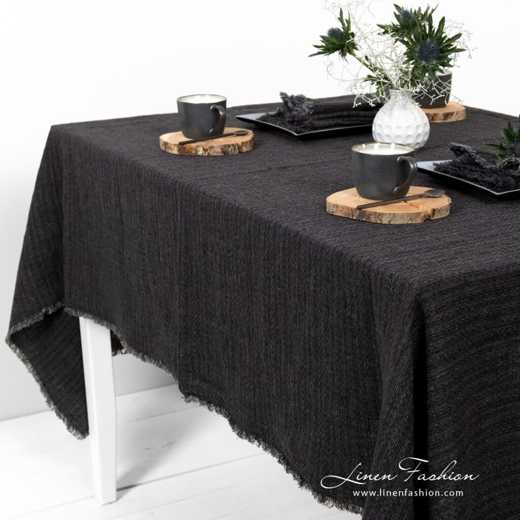 Charcoal grey tablecloth.