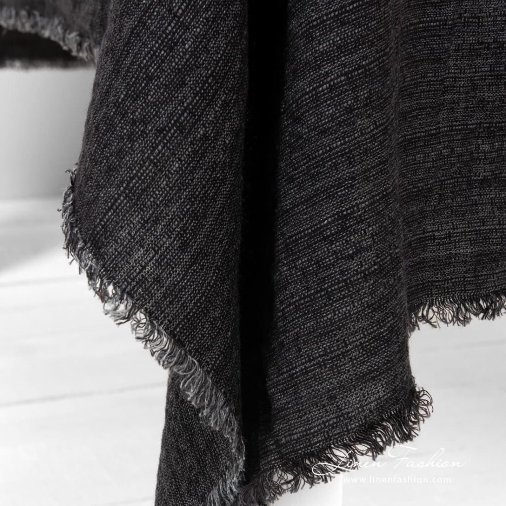 Charcoal 100% linen tablecloth.