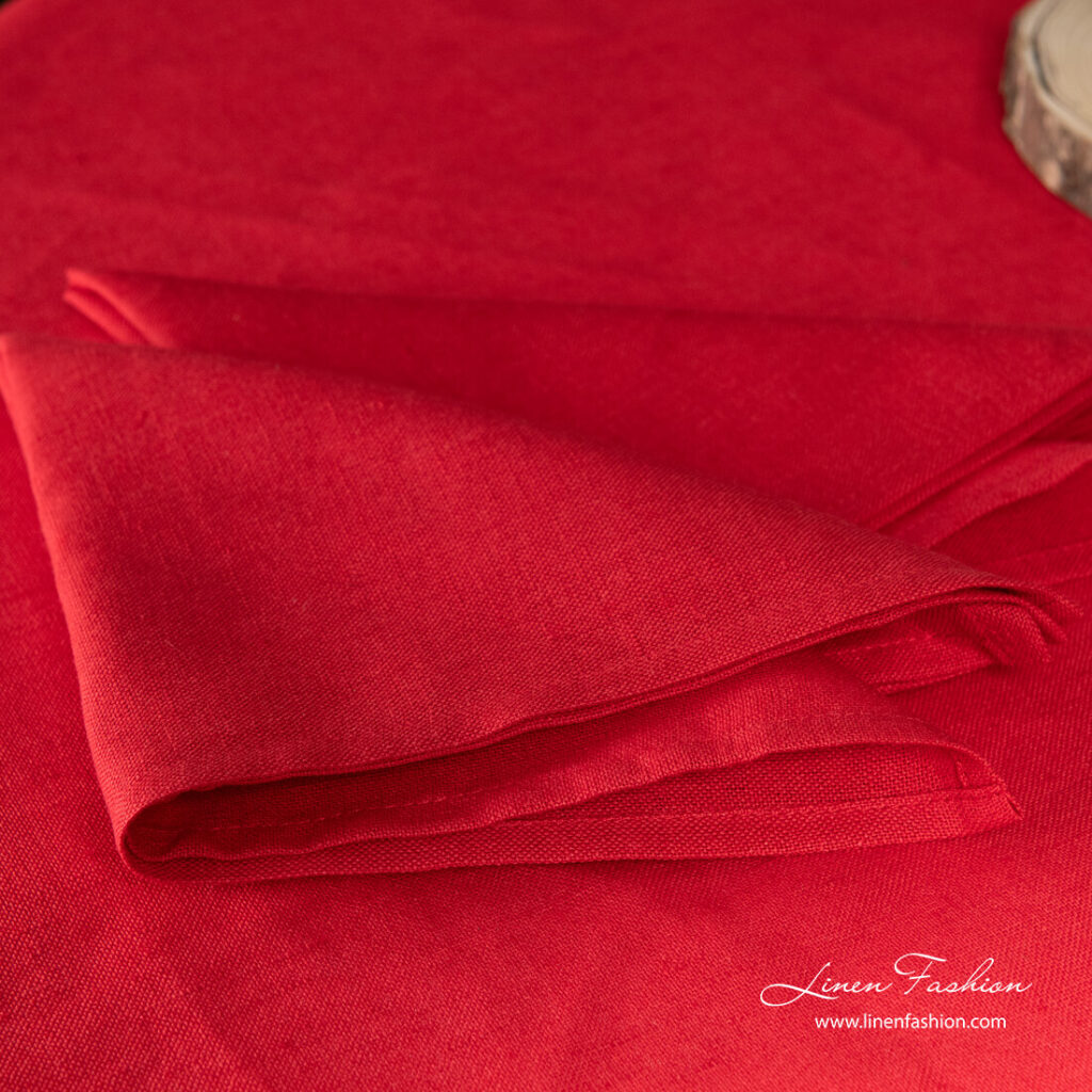 Red linen napkin